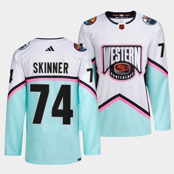 Men's Edmonton Oilers #74 Stuart Skinner 2023 White All-Star Game Stitched Jersey